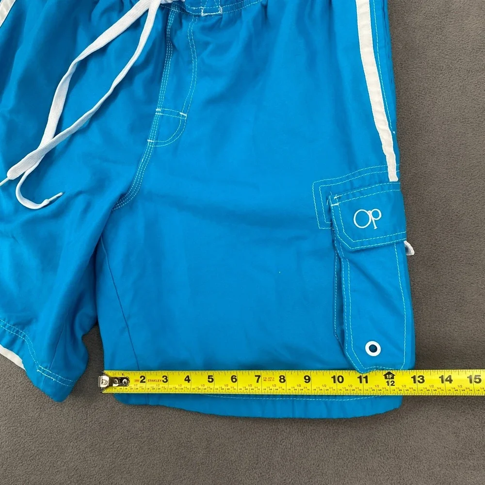 OP Ocean Pacific Board Shorts Men Large Blue Cargo Pocket High Rise Swim Surfing